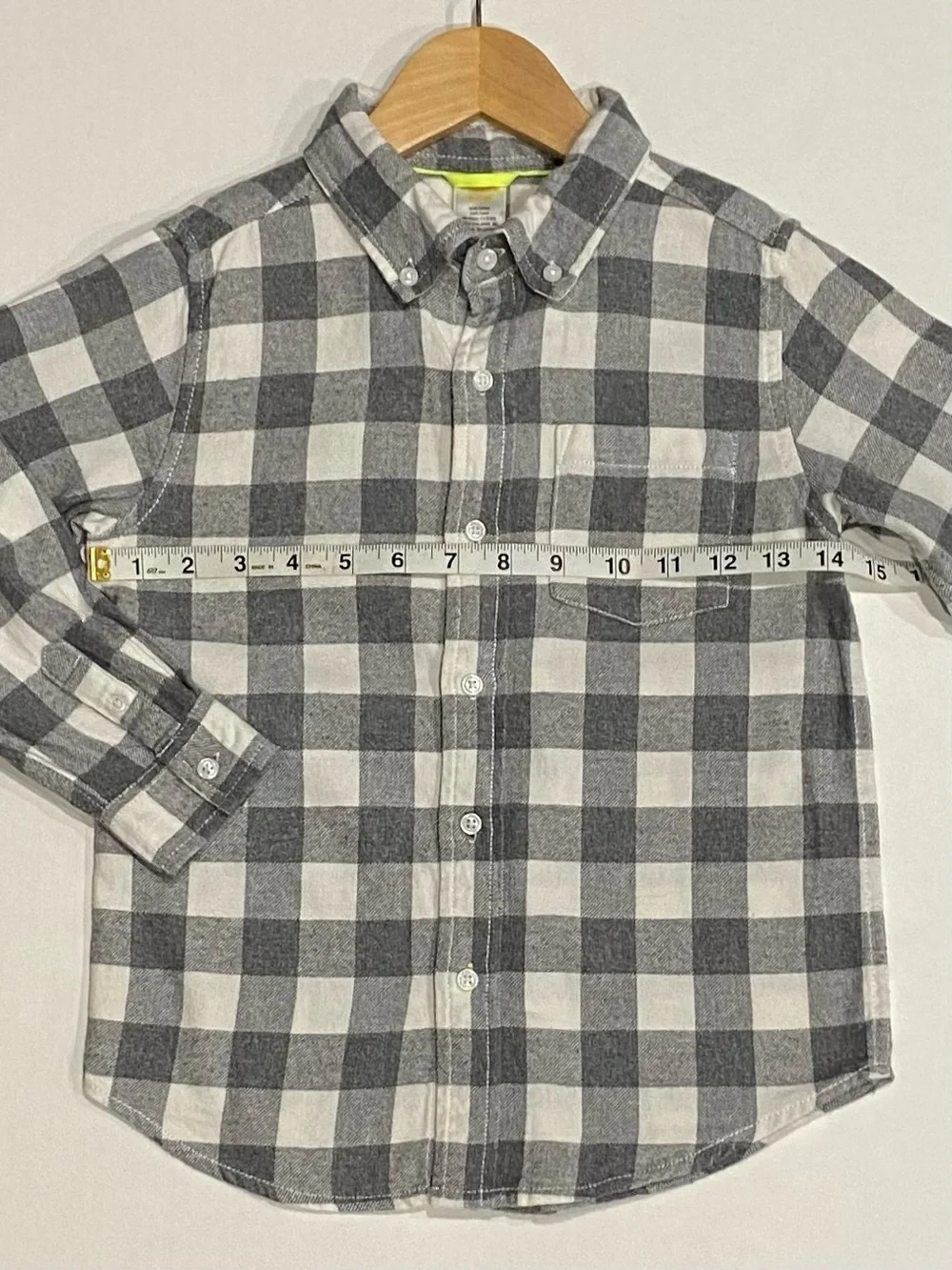 Gymboree Boys ‘Ice All-Star’ Gray and White Buffalo Check Shirt Size S (5-6)